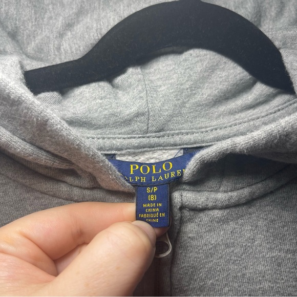 Polo Ralph Lauren Boys Gray Zip-Up casual everyday pony logo Hoodie Size S (8) - Picture 5 of 8